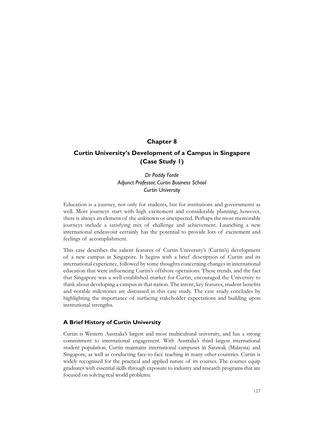 Chapter 8 Curtin University's Development of a Campus In