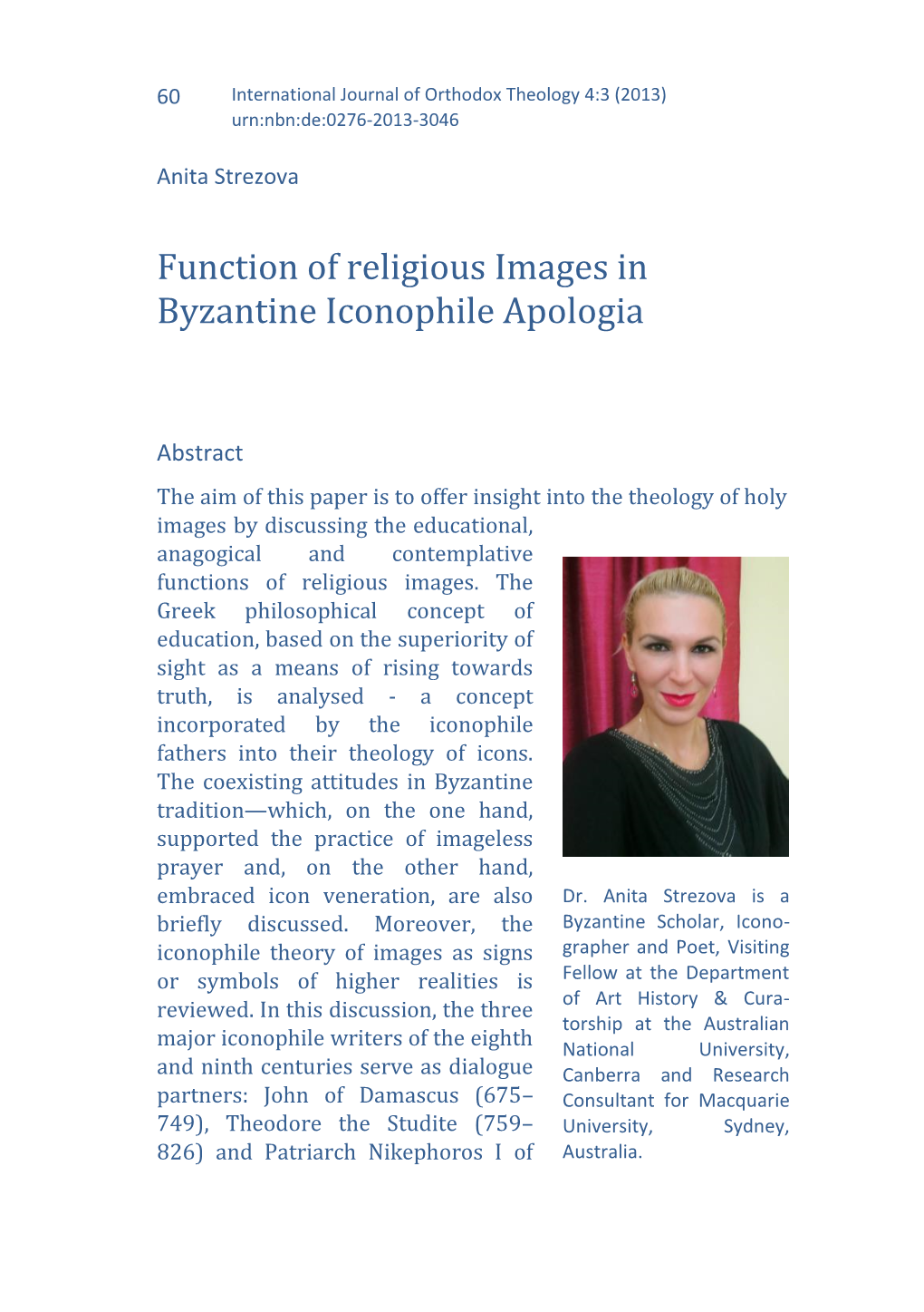 Function of Religious Images in Byzantine Iconophile Apologia
