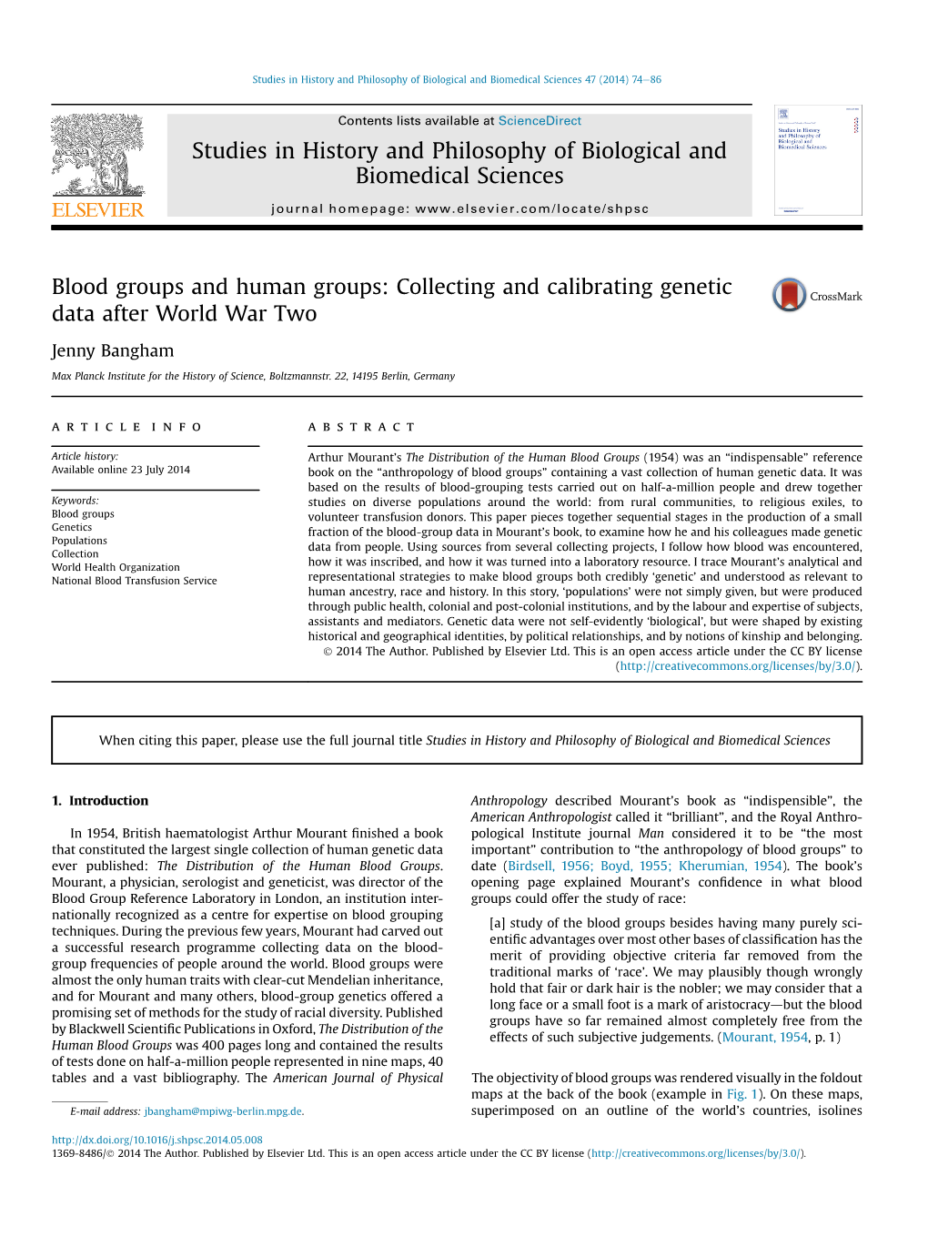 Blood Groups and Human Groups: Collecting and Calibrating Genetic Data After World War Two