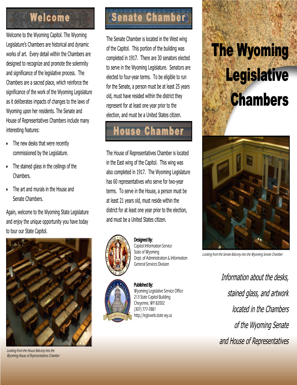 The Wyoming Legislative Chambers Brochure