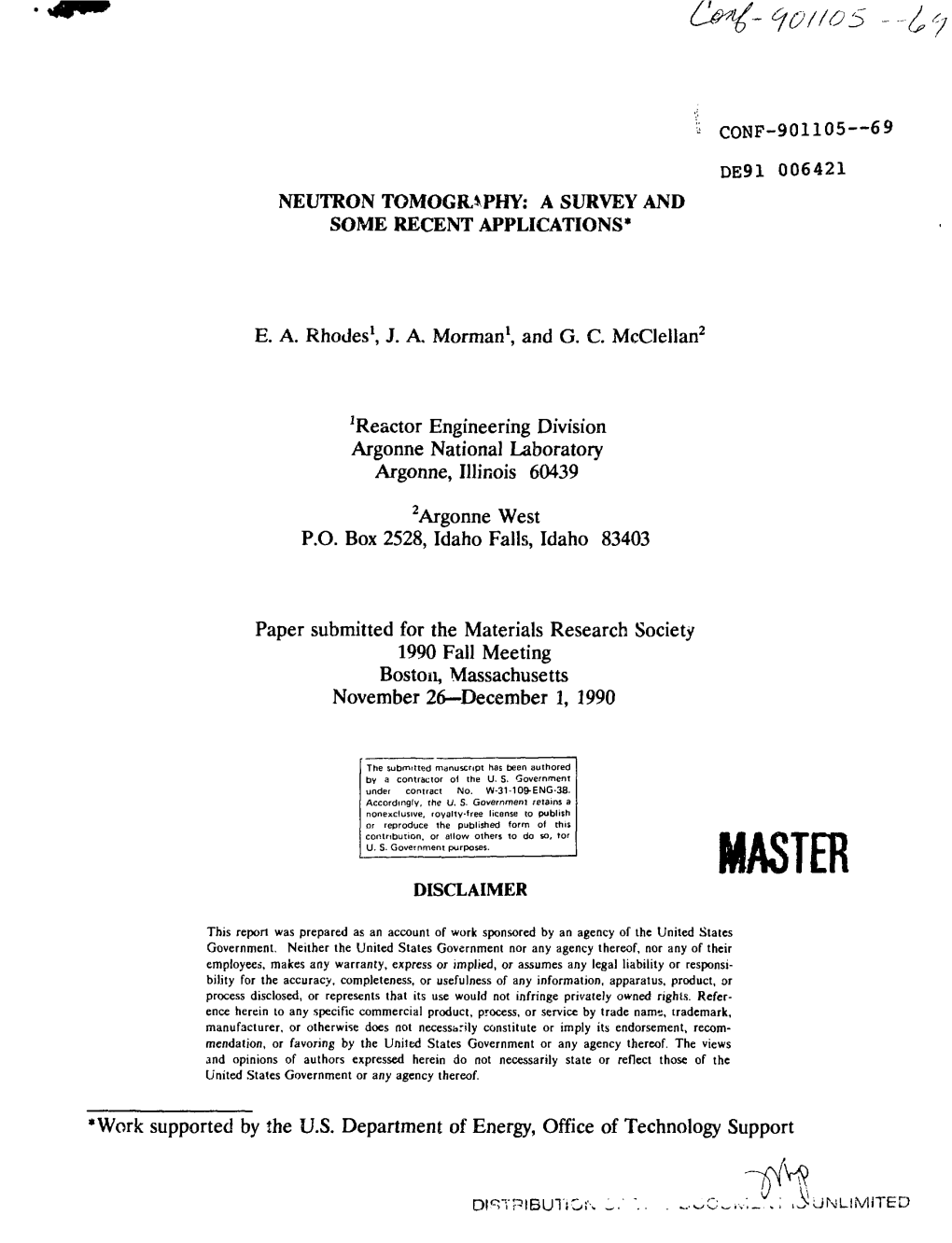 Neutron Tomography: a Survey and Some Recent Applications*