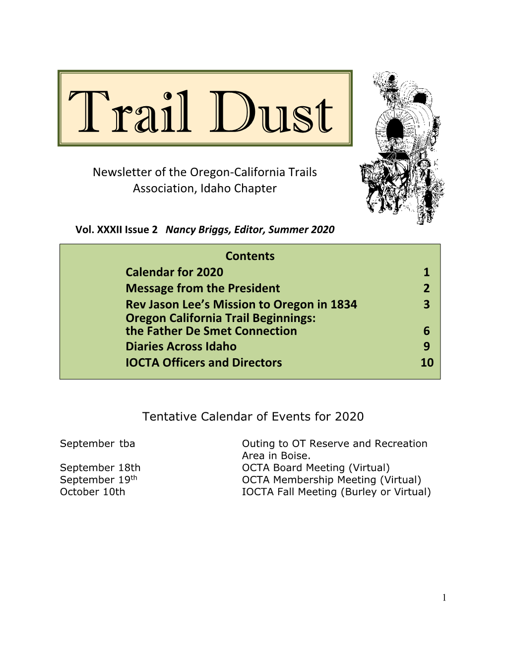 Newsletter of the Oregon-California Trails Association, Idaho Chapter