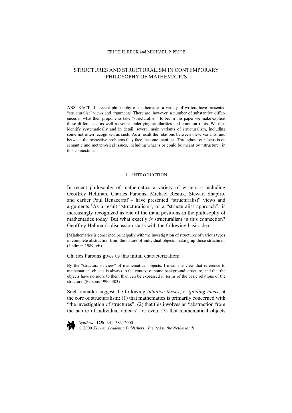 Structures and Structuralism in Contemporary Philosophy of Mathematics