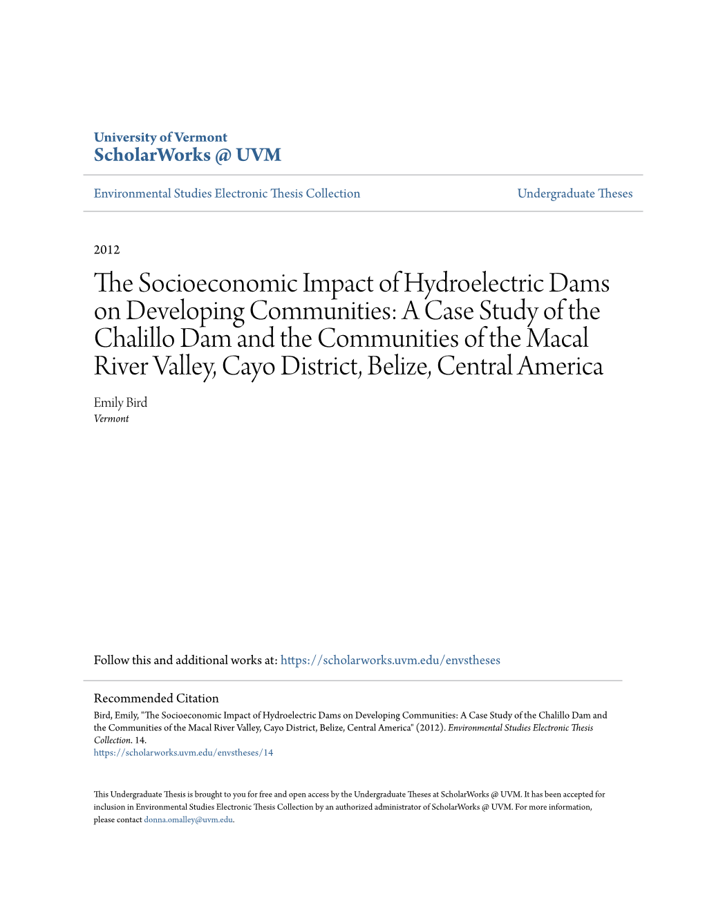 The Socioeconomic Impact of Hydroelectric Dams on Developing