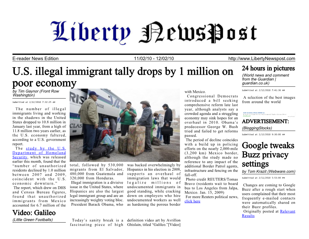 U.S. Illegal Immigrant Tally Drops by 1 Million on Poor Economy