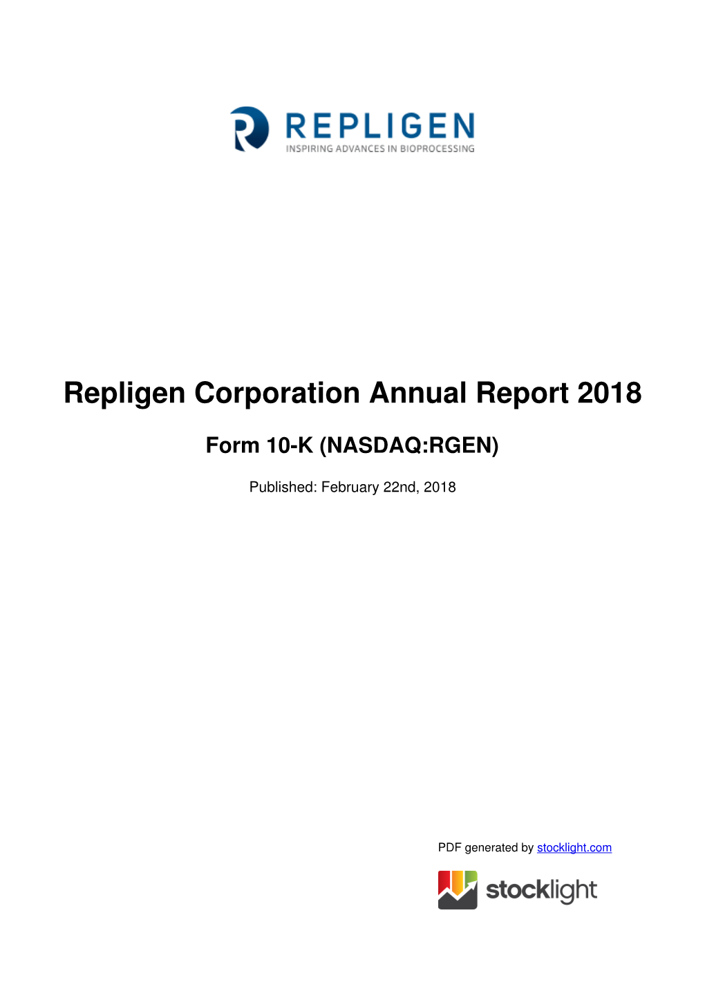 Form 10-K (NASDAQ:RGEN)