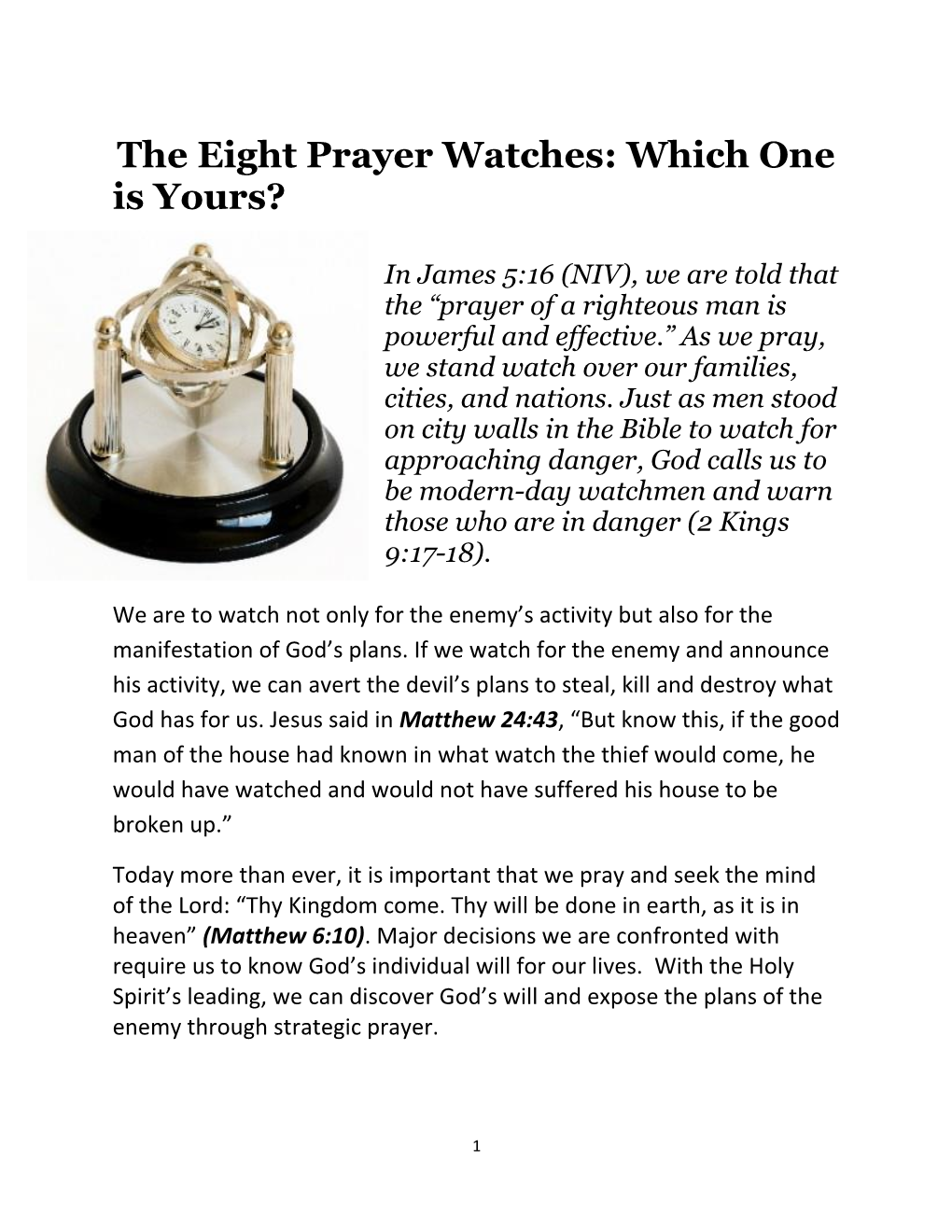 The Eight Prayer Watches: Which One Is Yours?