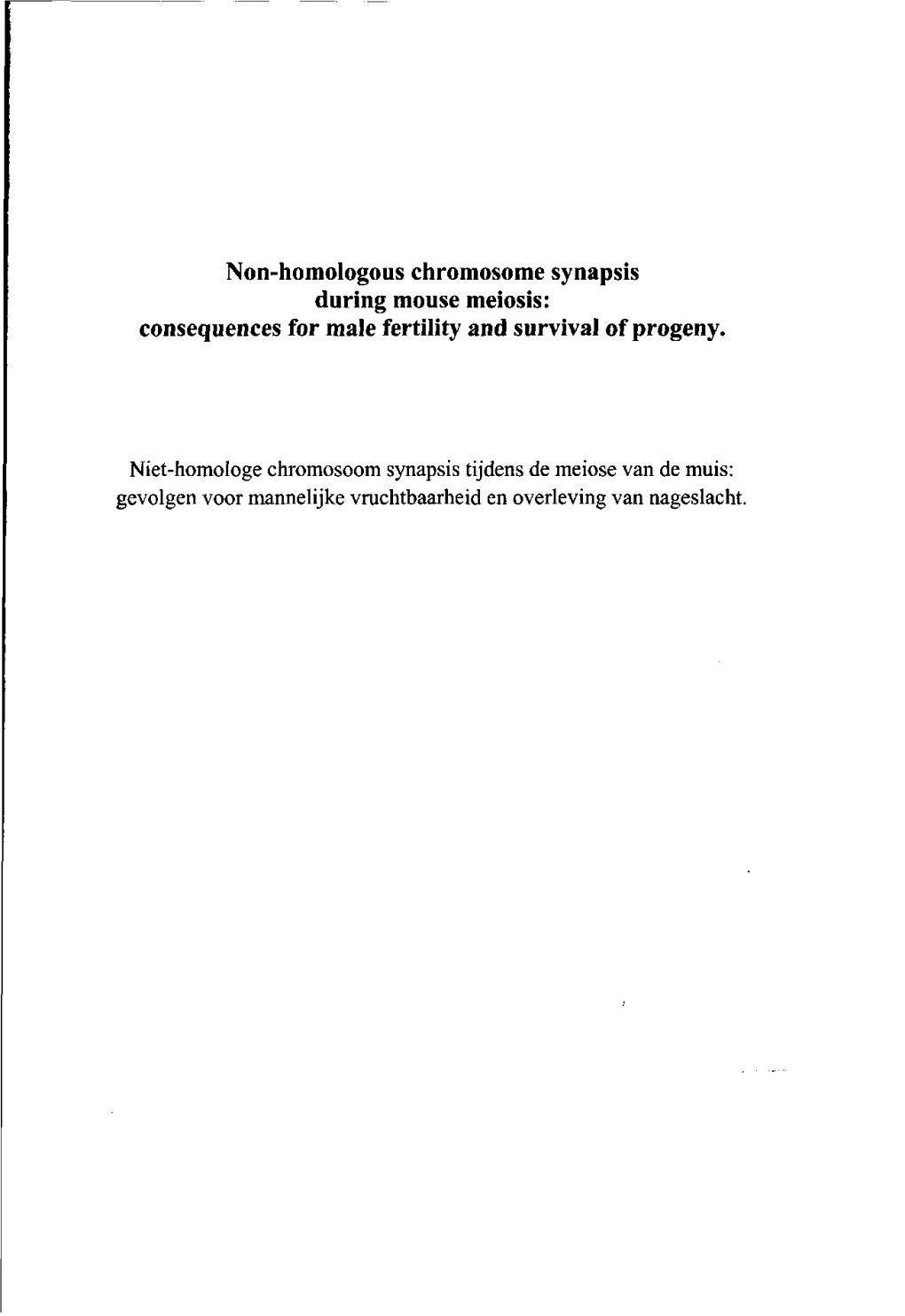 Non-Homologous Chromosome Synapsis During Mouse Meiosis