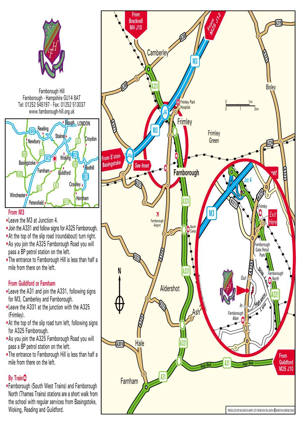 N Farnborough Farnham Aldershot Camberley Ash Frimley Hale A331