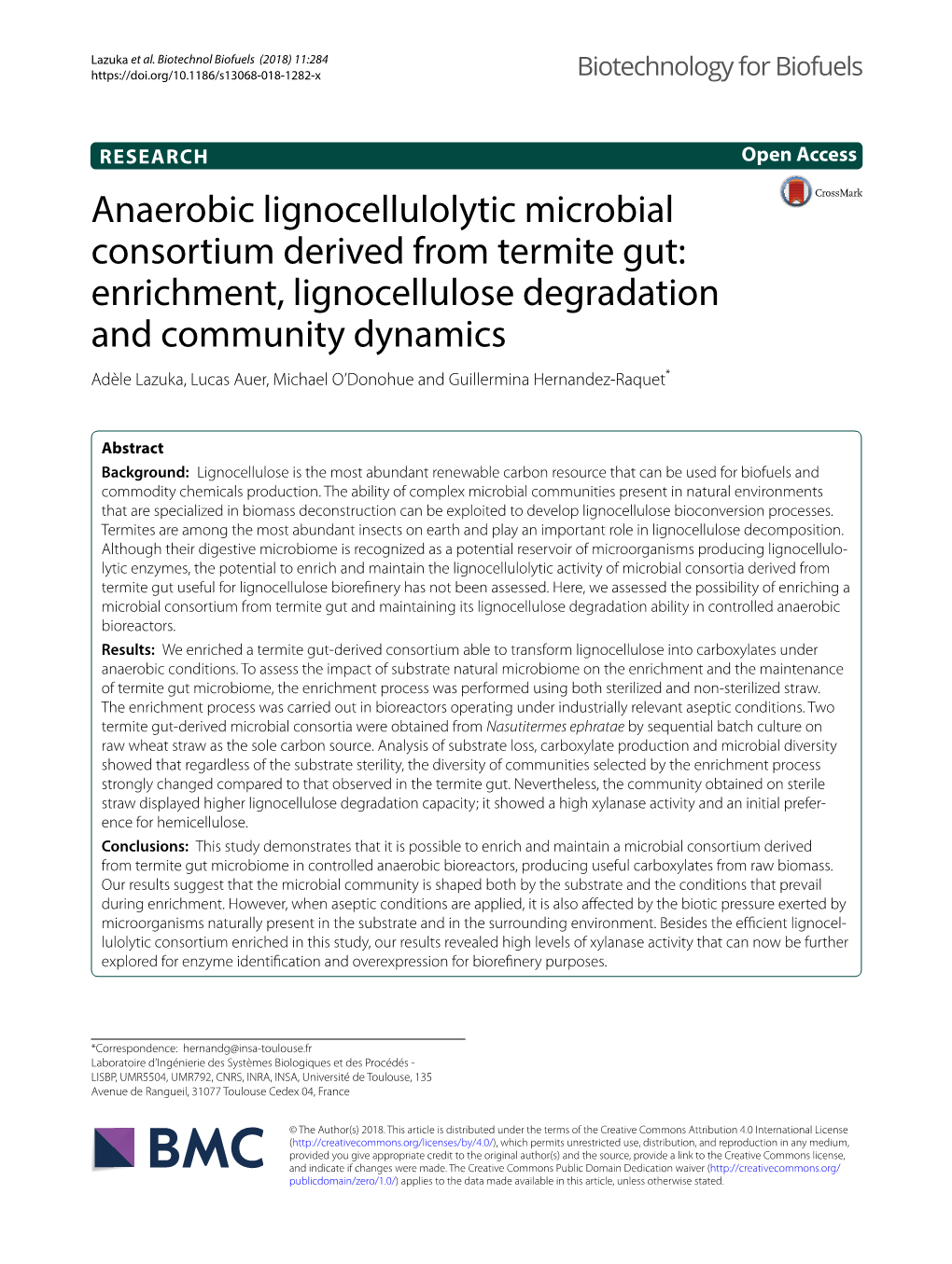 Anaerobic Lignocellulolytic Microbial Consortium Derived from Termite Gut