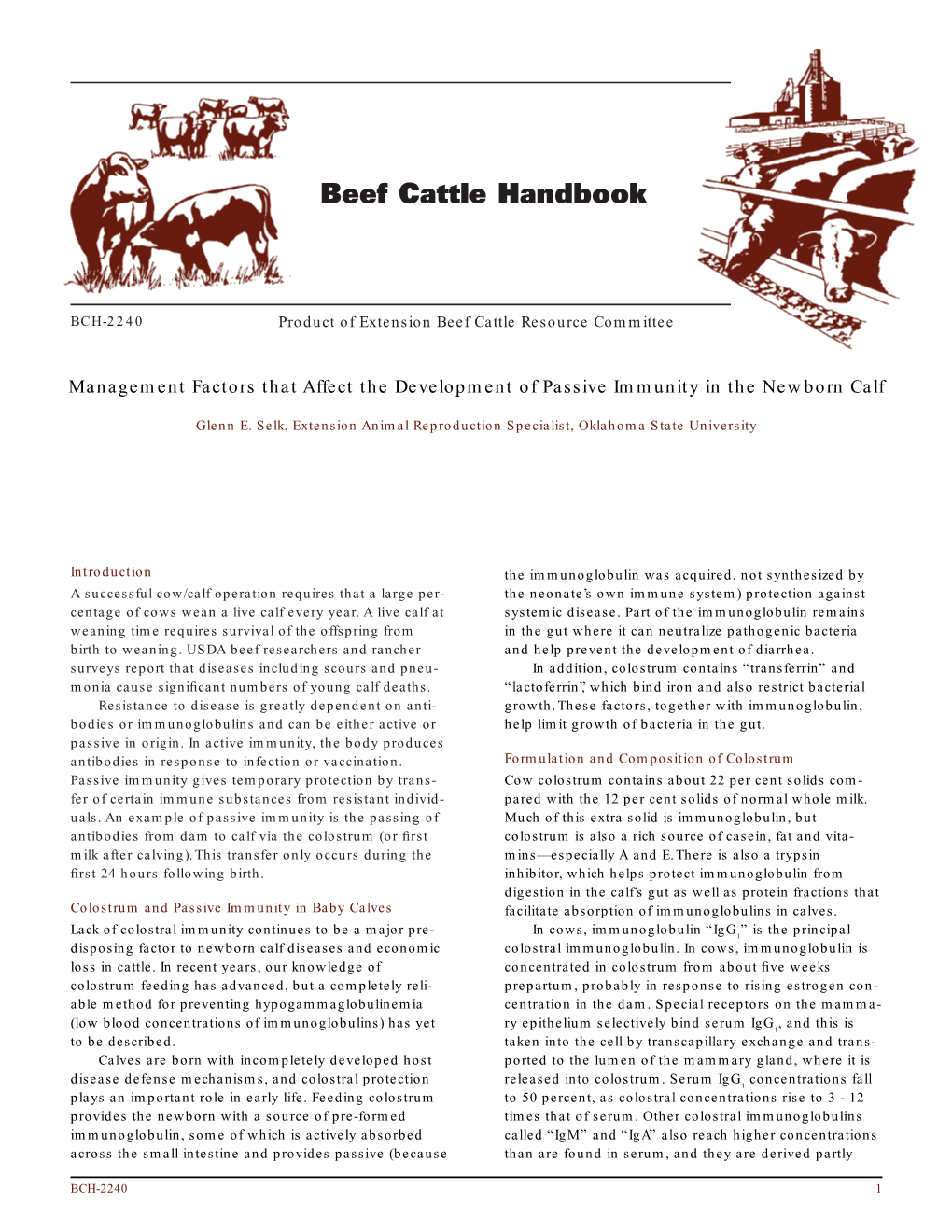 Management Factors That Affect the Development of Passive Immunity in the Newborn Calf