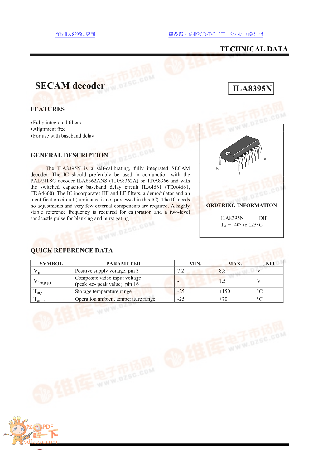 SECAM Decoder ILA8395N