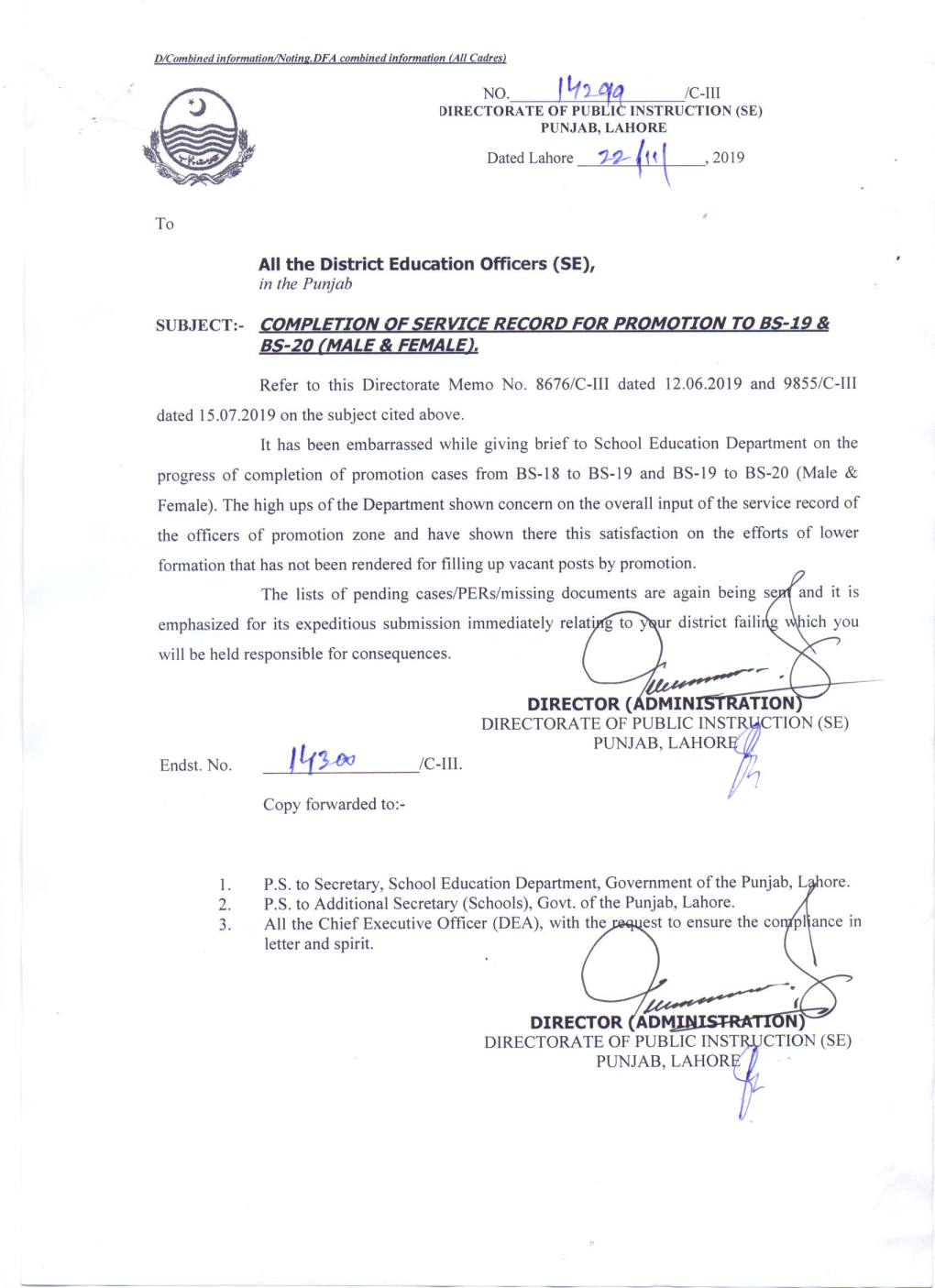 (Male & Female ) of Bs-18 to Bs-20 Whose Cases