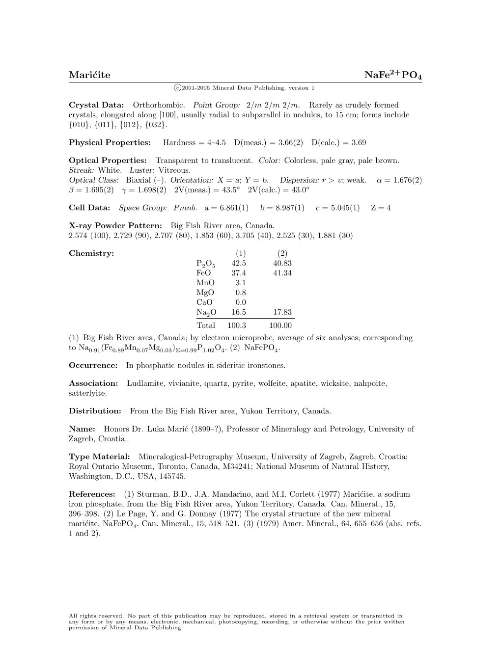 Maricite Nafe2+PO4