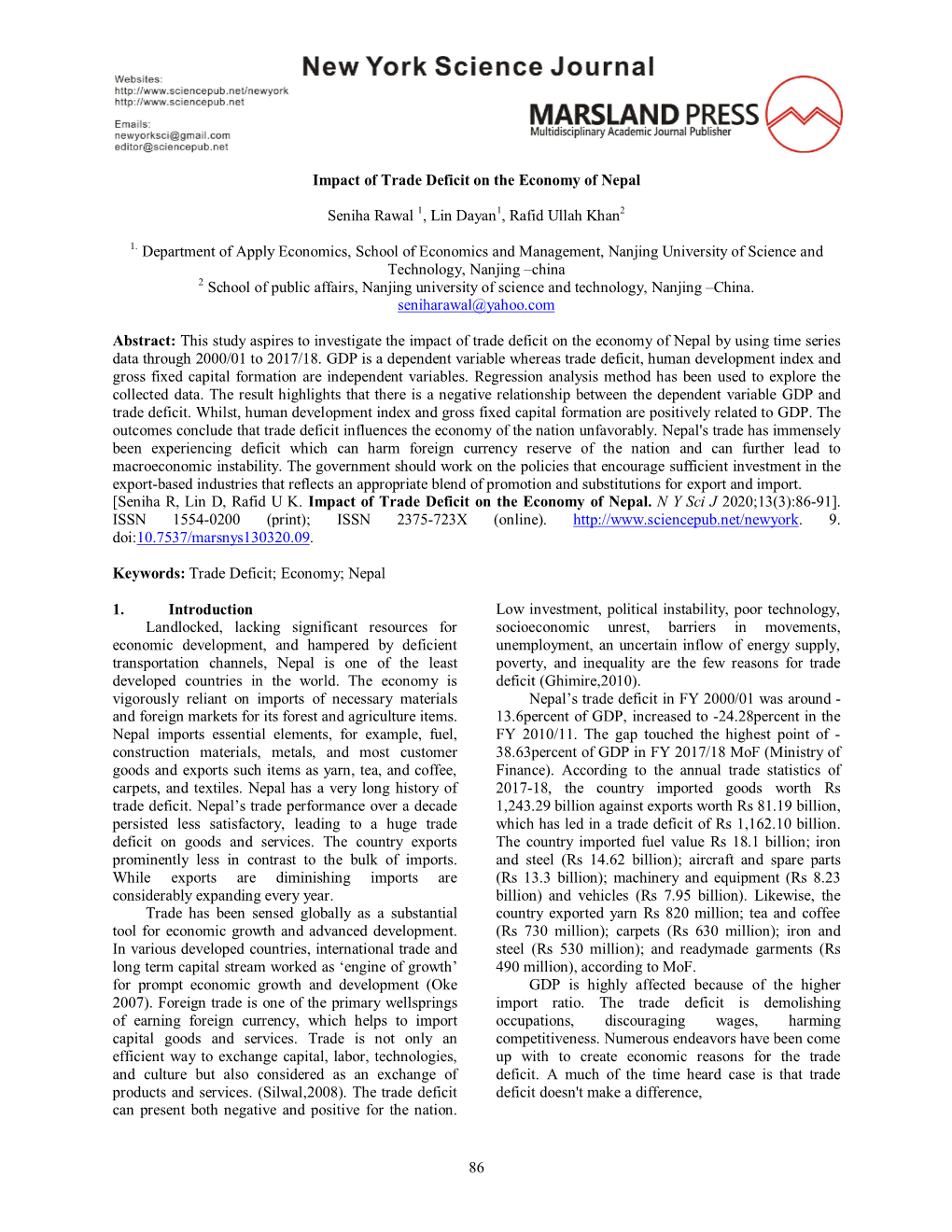 86 Impact of Trade Deficit on the Economy of Nepal Seniha Rawal 1