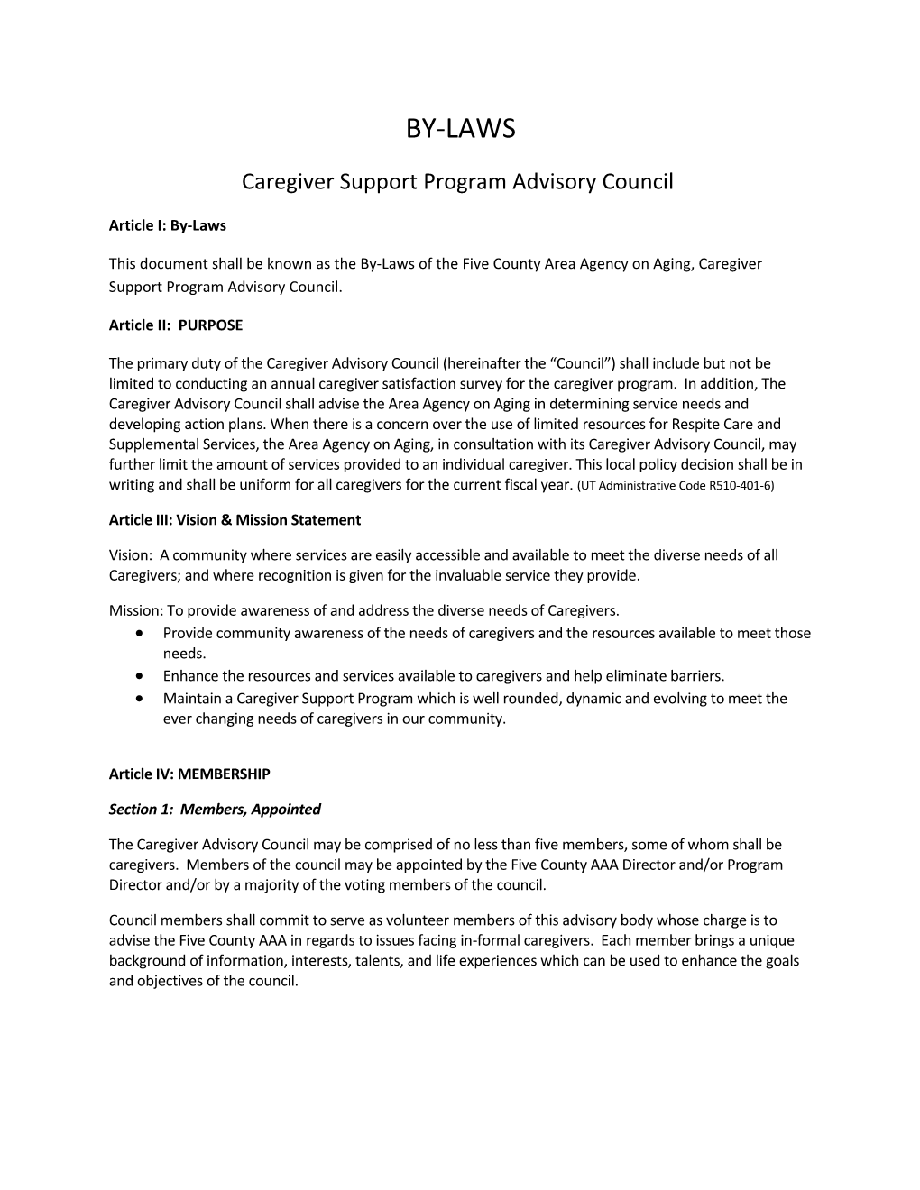 Caregiver Support Program Advisory Council