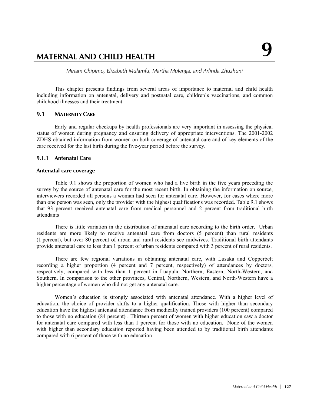 9.1Maternity Care