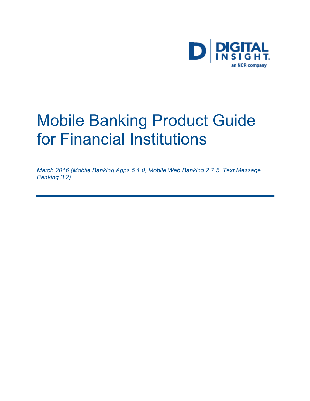 Mobile Banking Product Guide for Financial Institutions