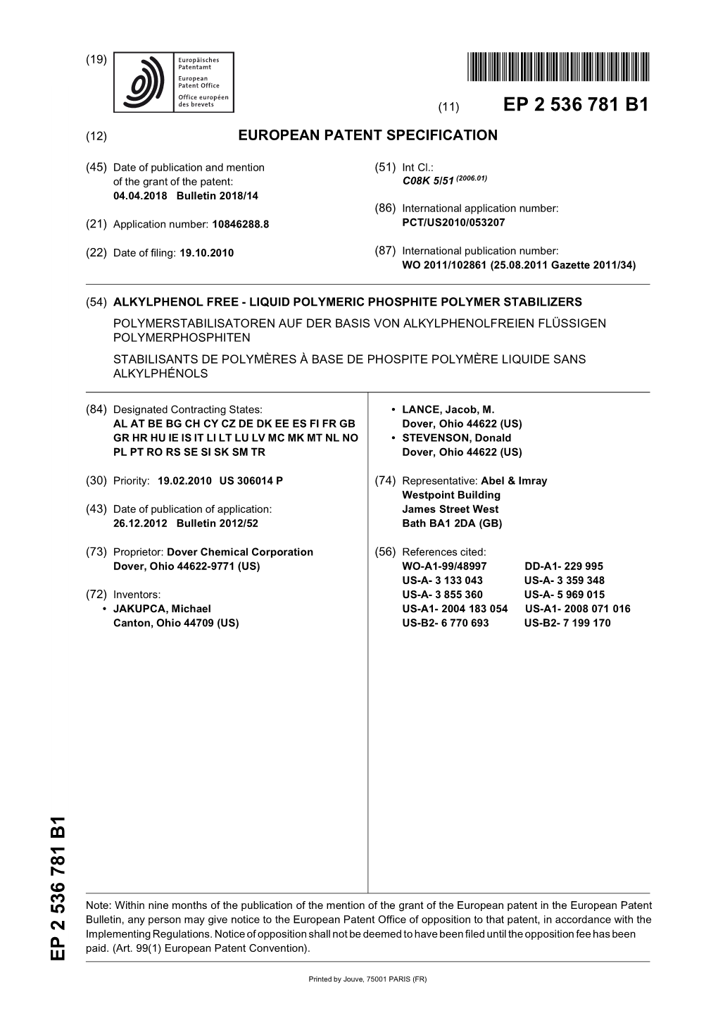 Liquid Polymeric Phosphite Polymer Stabilizers