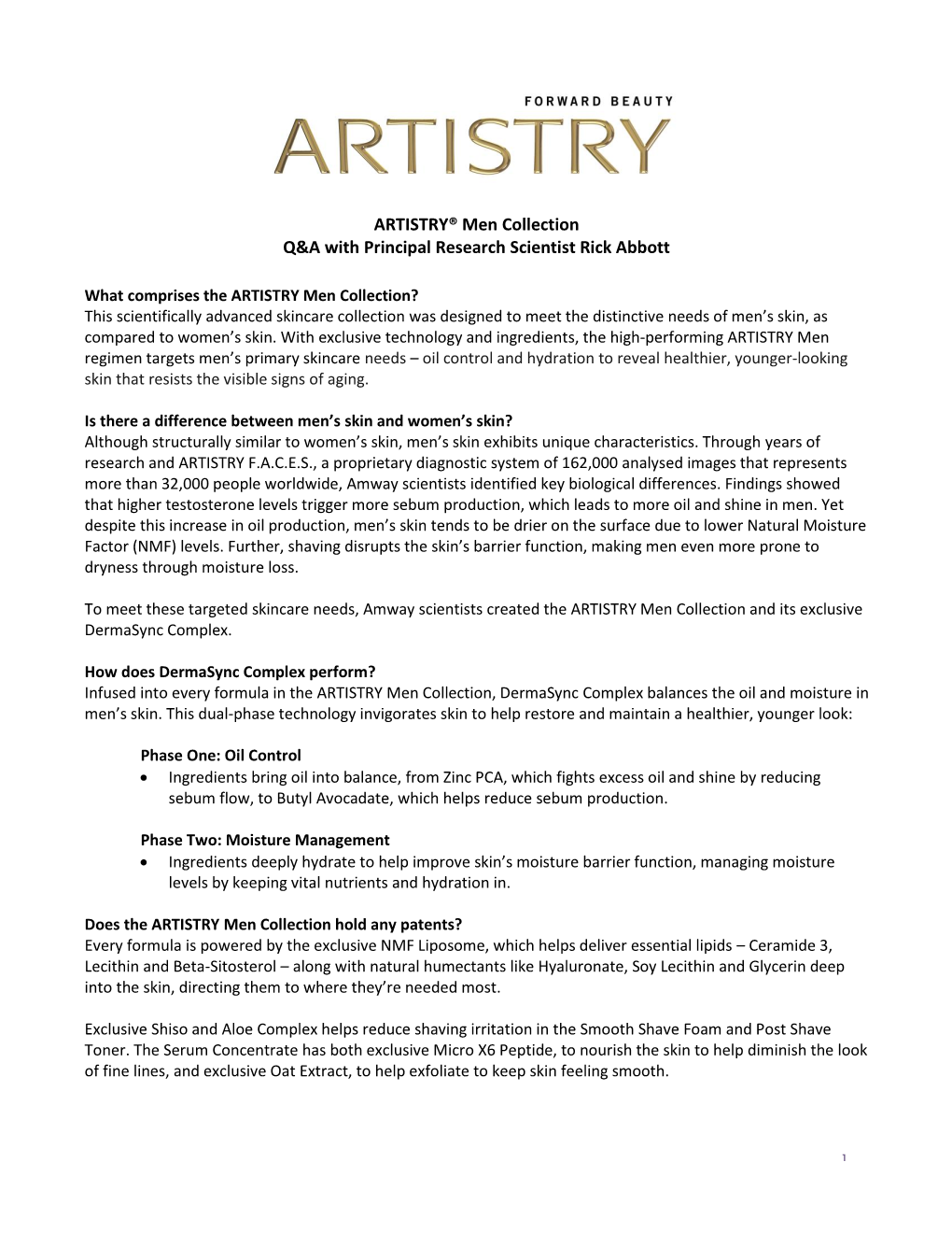 ARTISTRY® Men Collection Q&A with Principal Research Scientist Rick