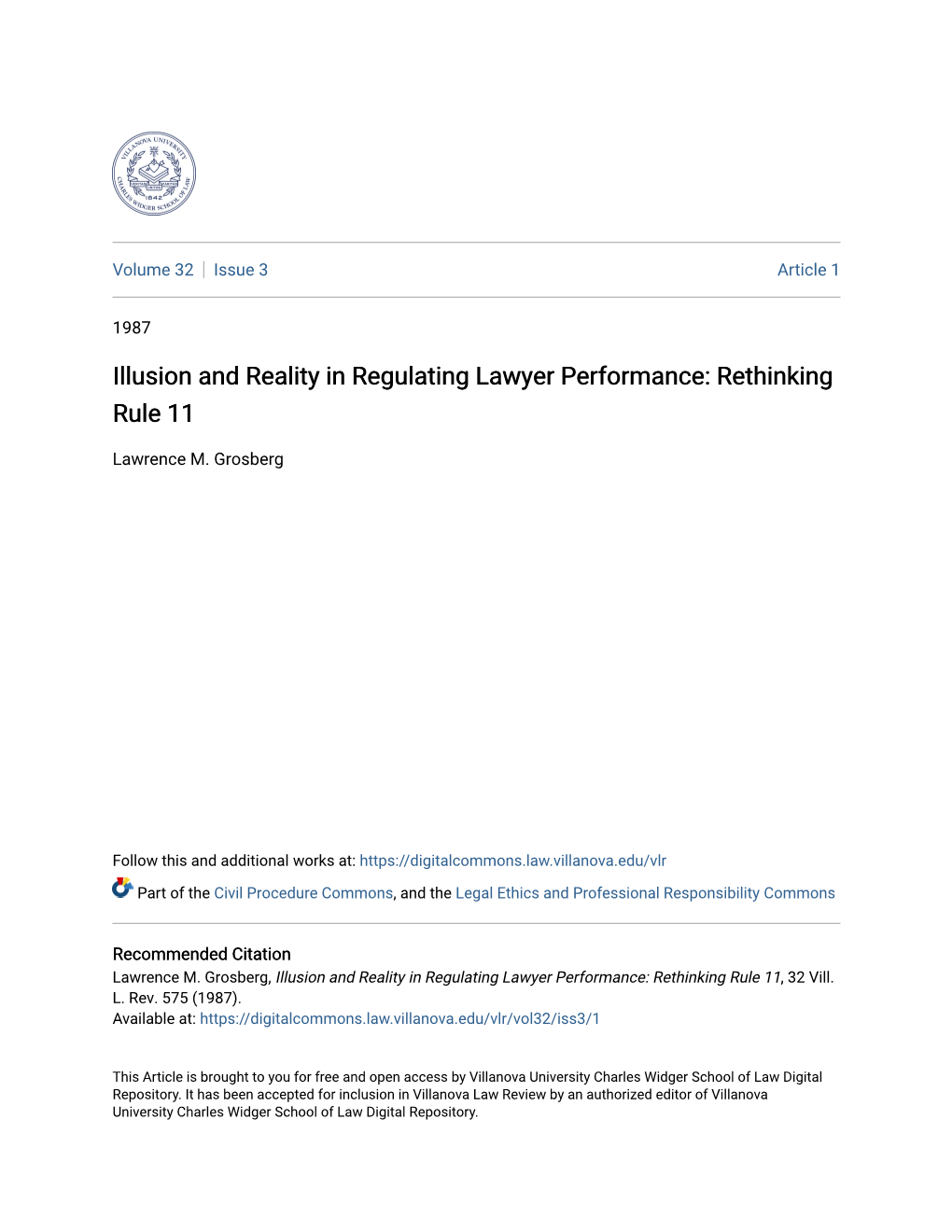 Illusion and Reality in Regulating Lawyer Performance: Rethinking Rule 11