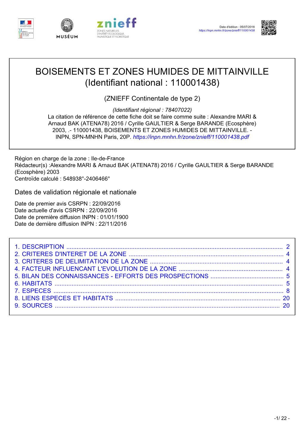 BOISEMENTS ET ZONES HUMIDES DE MITTAINVILLE (Identifiant National : 110001438)