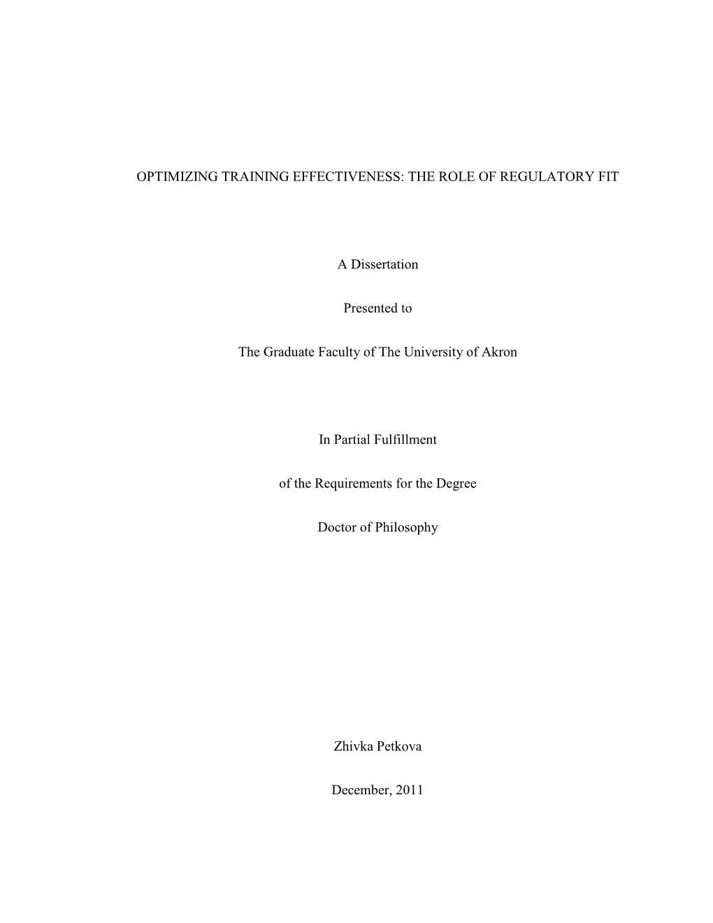 Optimizing Training Effectiveness: the Role of Regulatory Fit