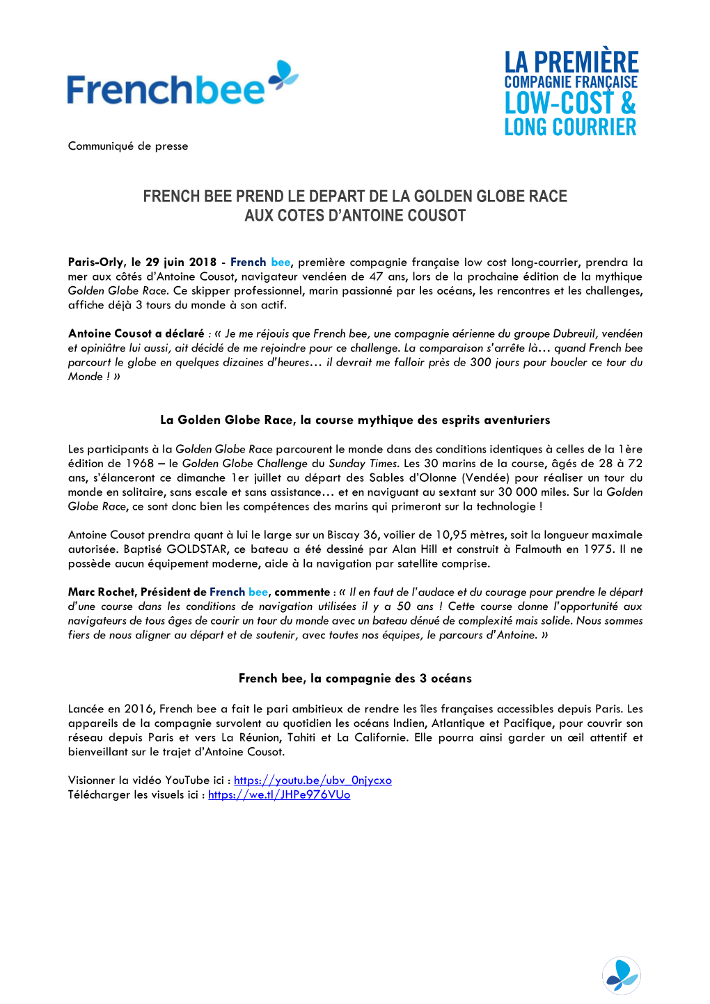 French Bee Prend Le Depart De La Golden Globe Race Aux Cotes D’Antoine Cousot