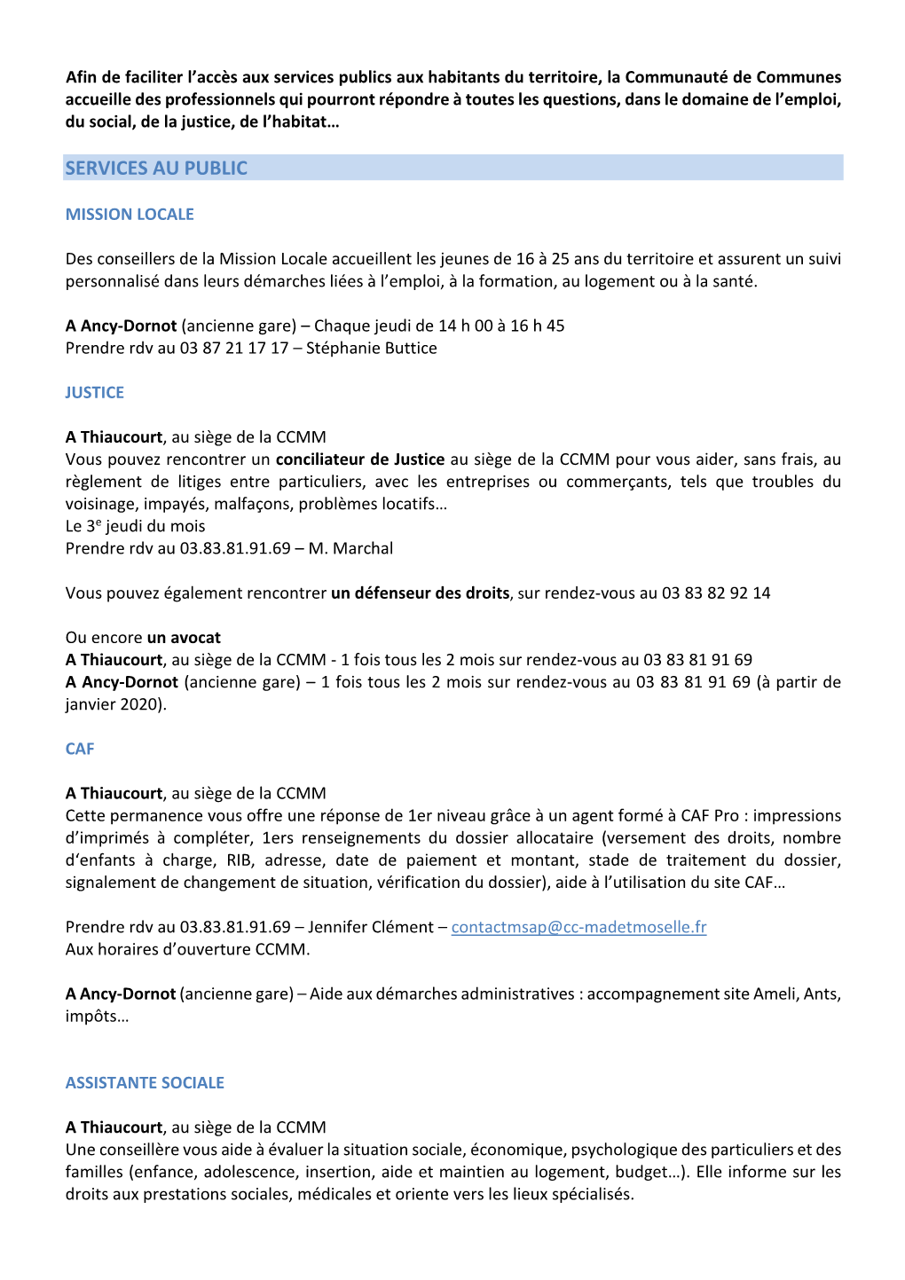 Information Diverses CC Mad Et Moselle