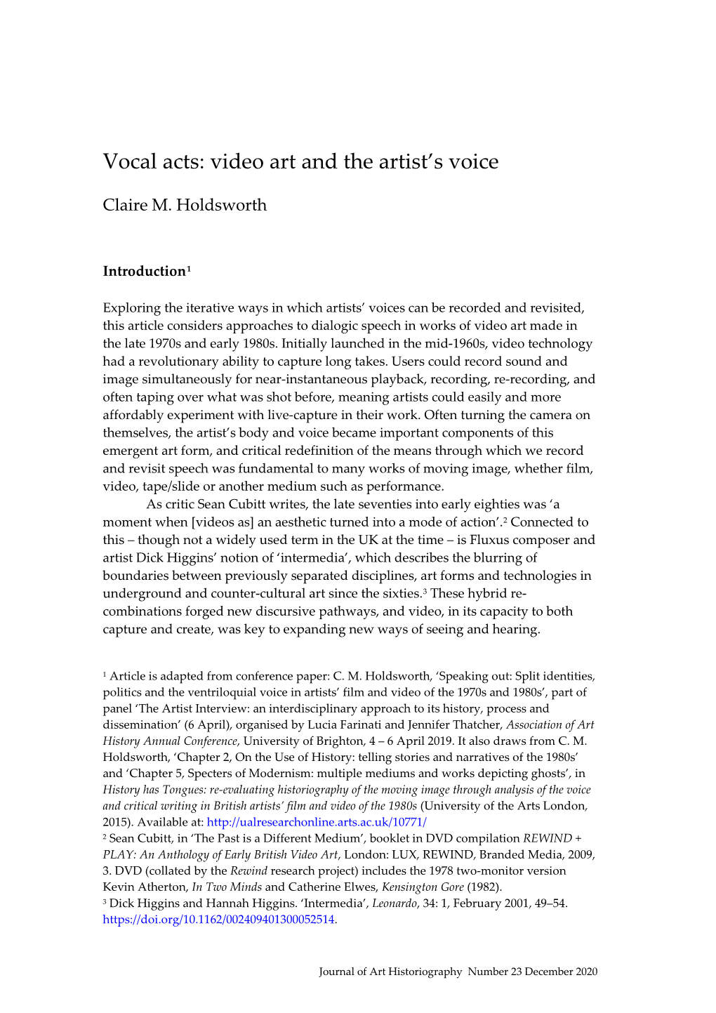 Video Art and the Artist's Voice