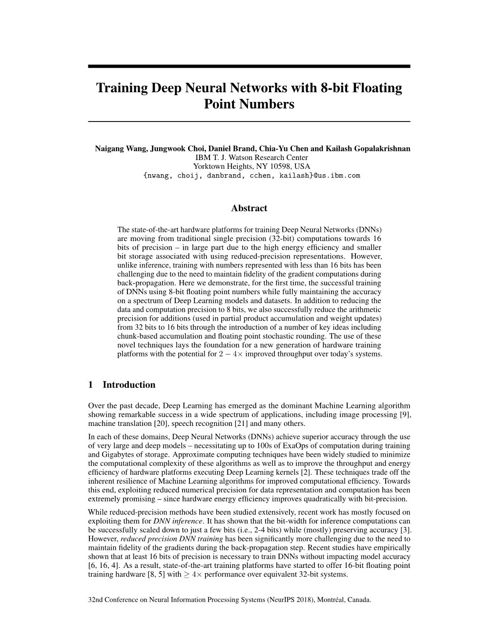 Training Deep Neural Networks with 8-Bit Floating Point Numbers