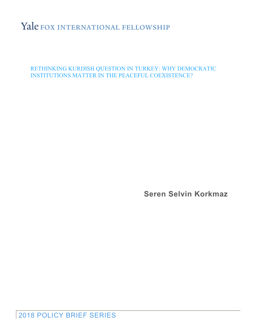 Rethinking Kurdish Question in Turkey: Why Democratic Institutions Matter in the Peaceful Coexistence?