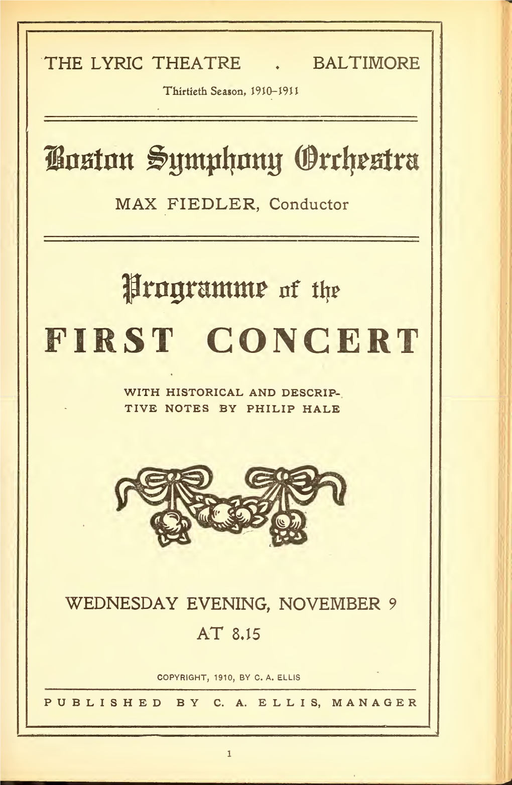 Boston Symphony Orchestra Concert Programs, Season 30,1910-1911, Trip