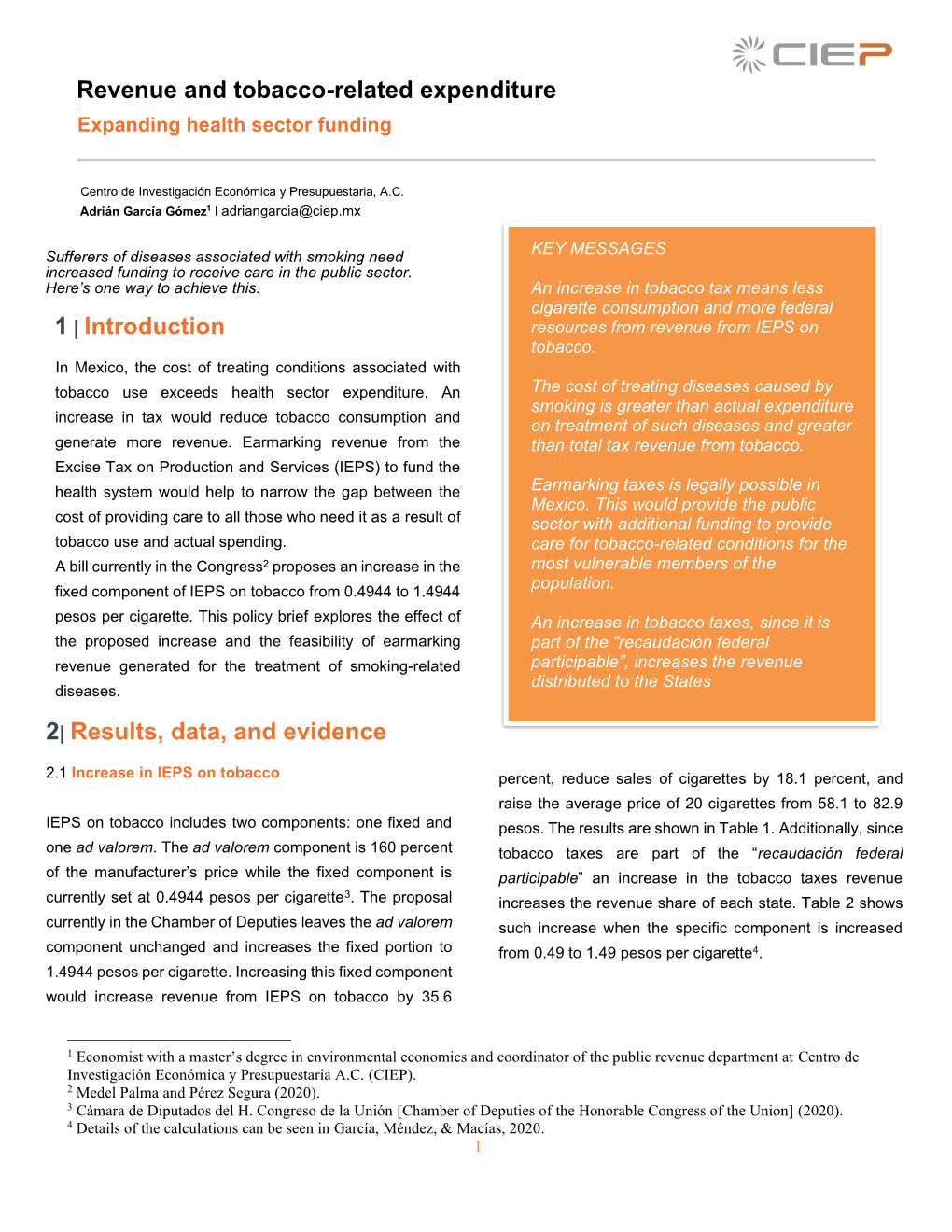 Revenue and Tobacco-Related Expenditure 1