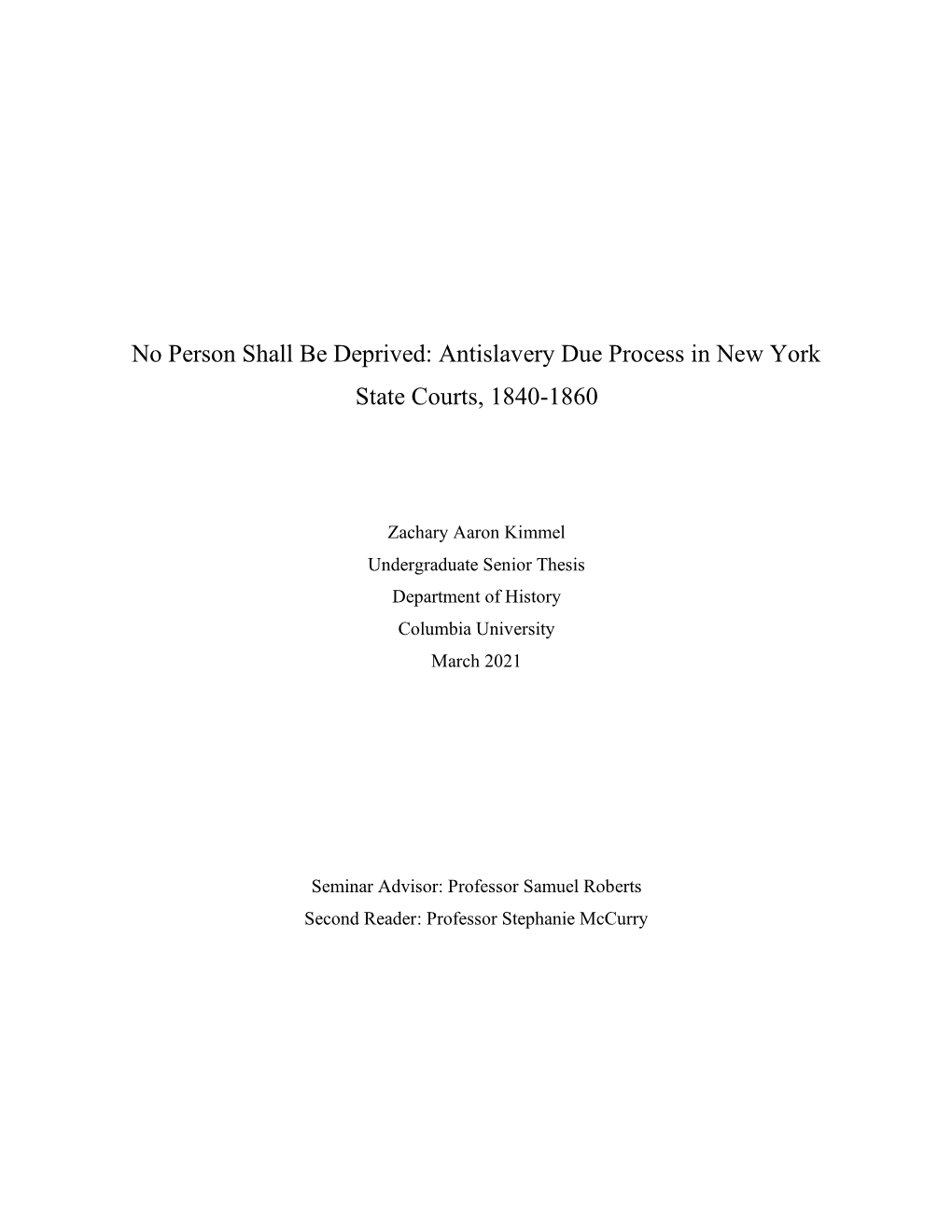 Antislavery Due Process in New York State Courts, 1840-1860