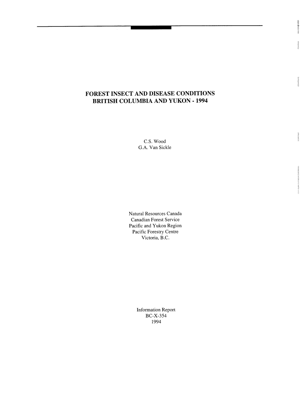 Forest Insect and Disease Conditions British Columbia and Yukon - 1994