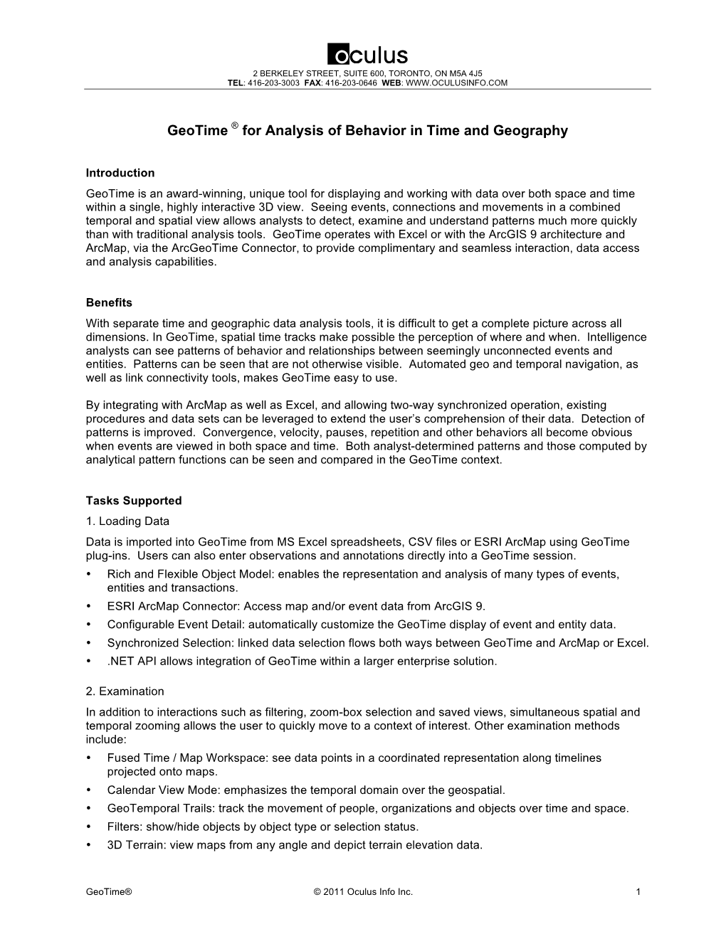 Geotime ® for Analysis of Behavior in Time and Geography