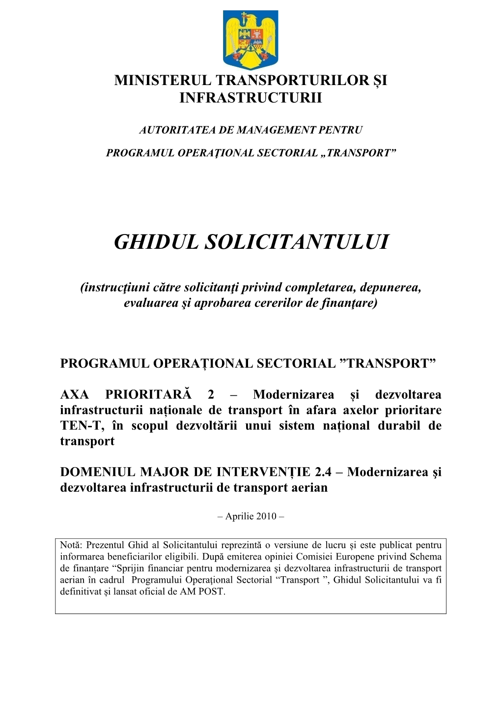 Ghidul Solicitantului Pentru DMI 2.4-Modernizarea Şi Dezvoltarea