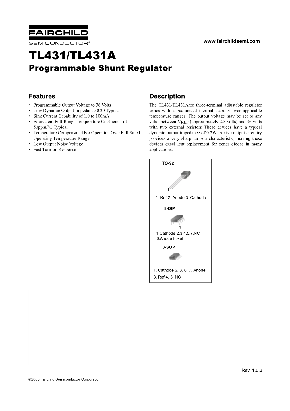 TL431/TL431A Programmable Shunt Regulator