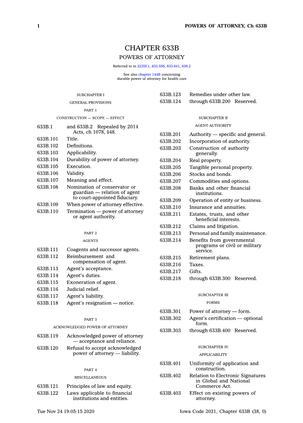 Chapter 633B (Iowa Uniform Power of Attorney Act)