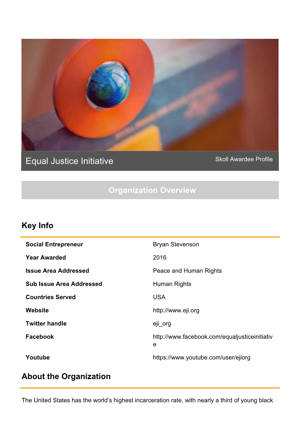 Equal Justice Initiative Skoll Awardee Profile