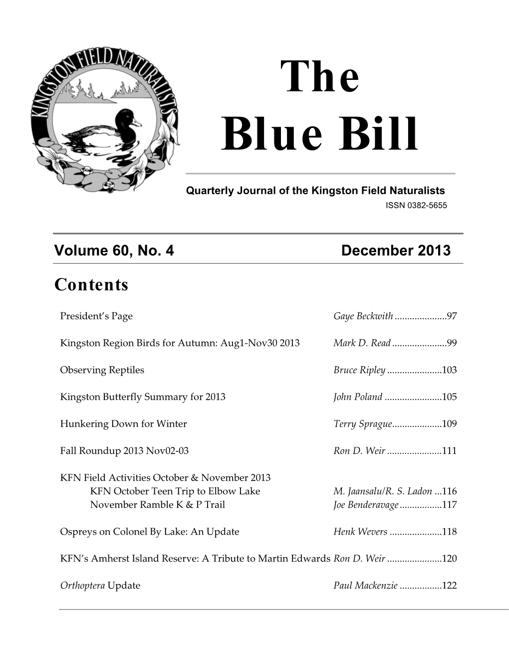 The Blue Bill 2013 Number 4 December