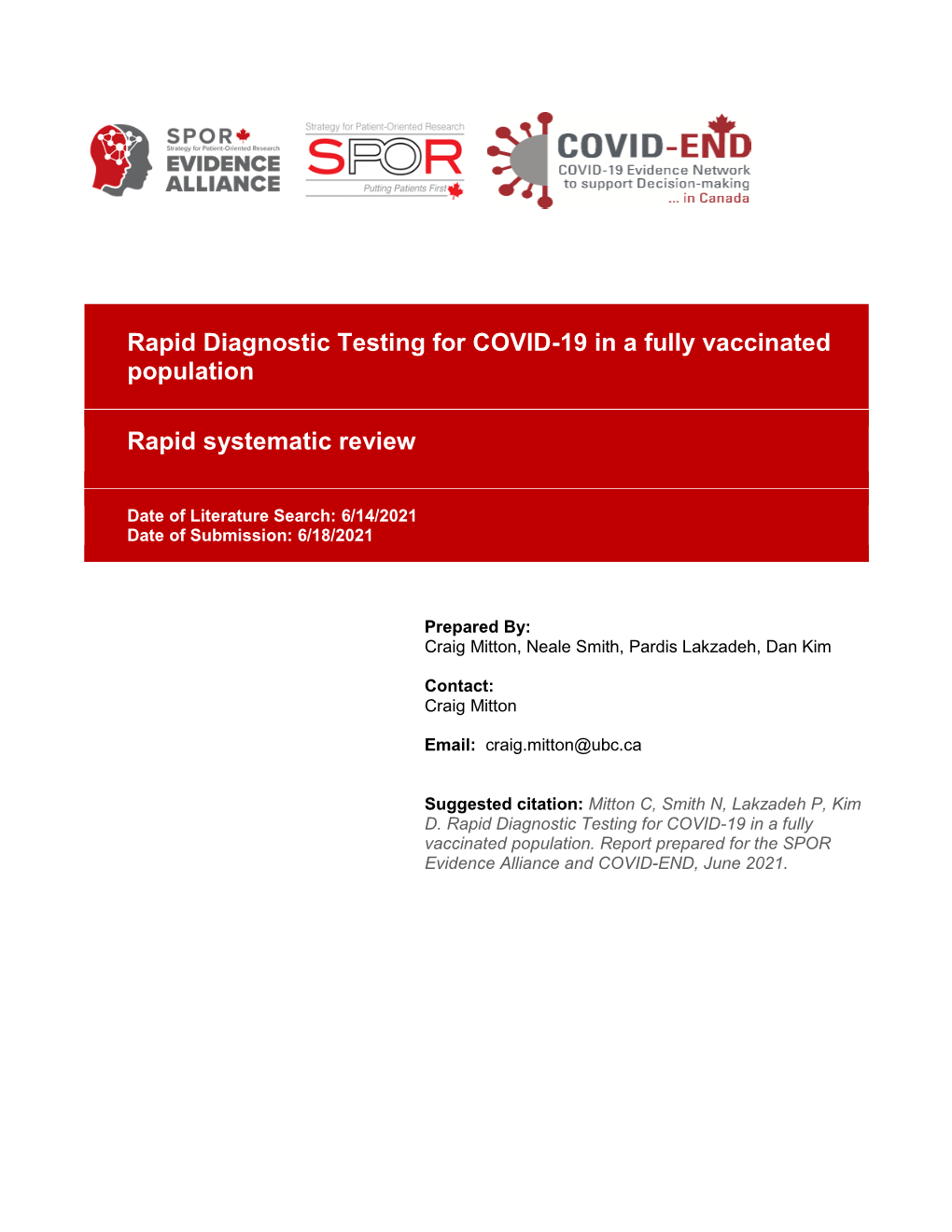 Rapid Diagnostic Testing for COVID-19 in a Fully Vaccinated Population