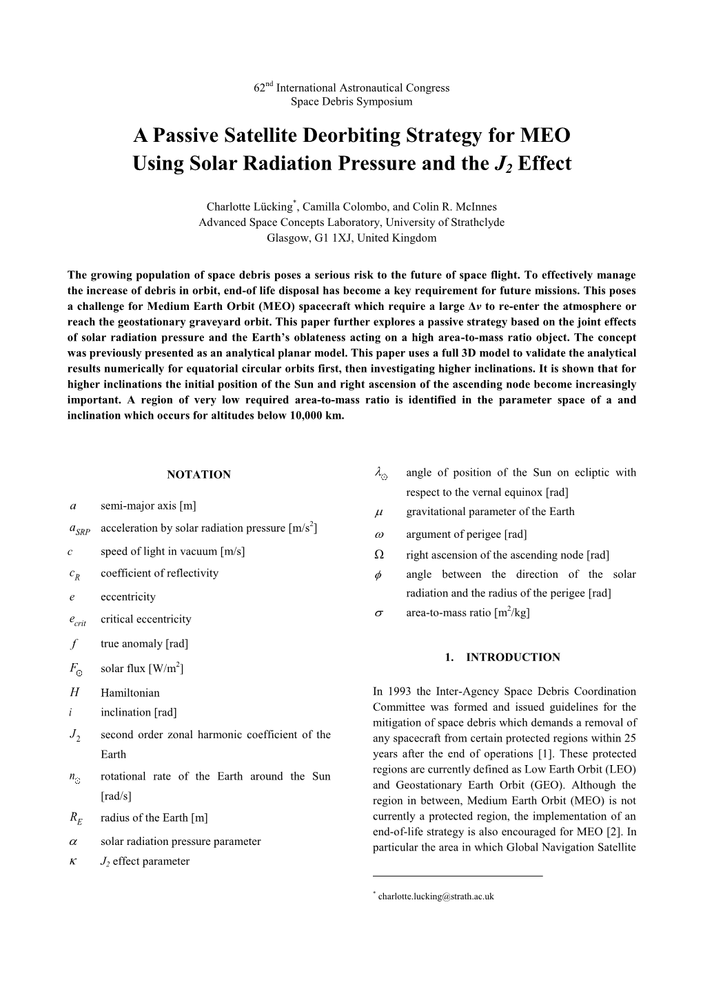 A Passive Satellite Deorbiting Strategy for MEO Using Solar Radiation