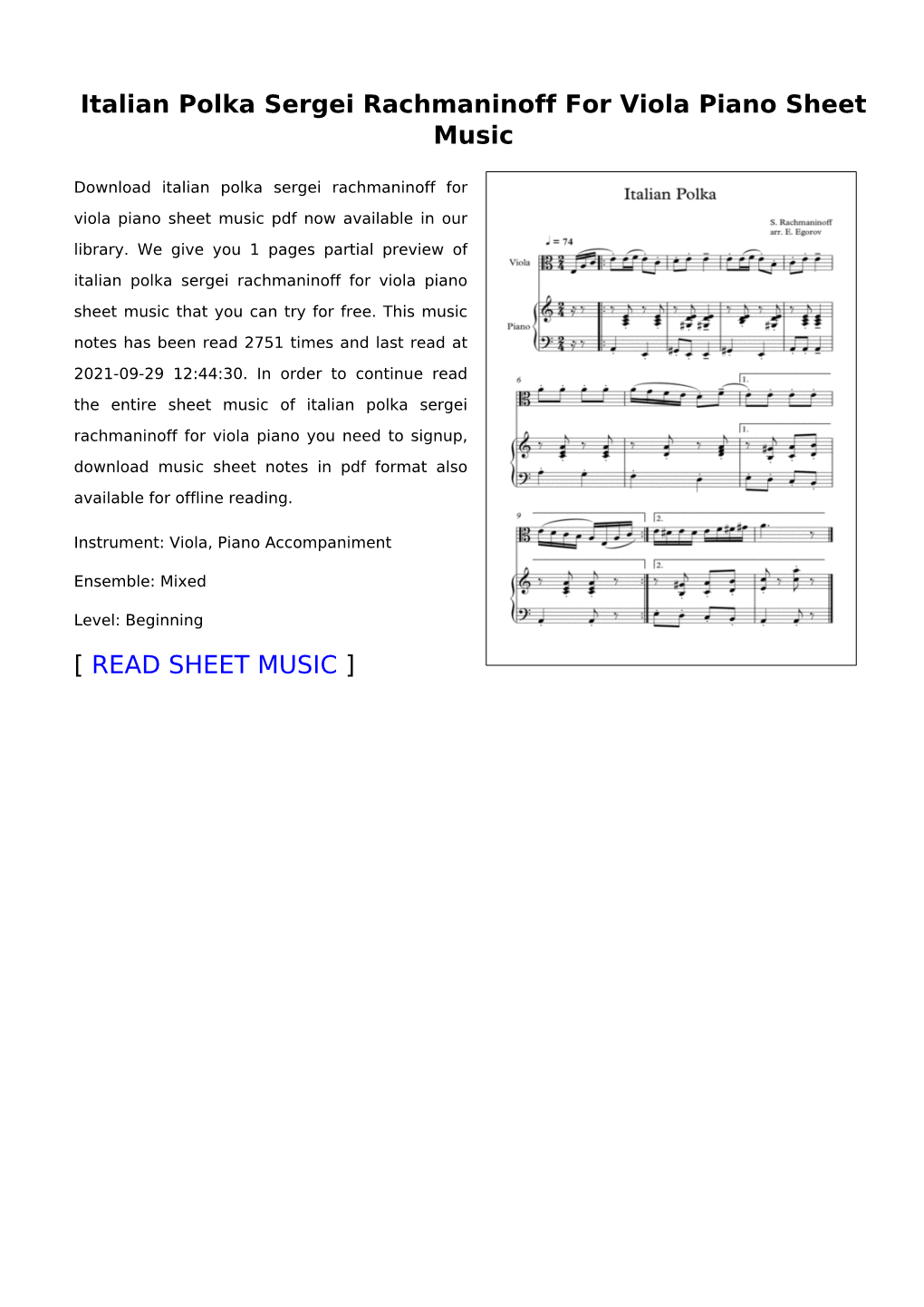 Italian-Polka-Sergei-Rachmaninoff-For-Viola-Piano.Pdf