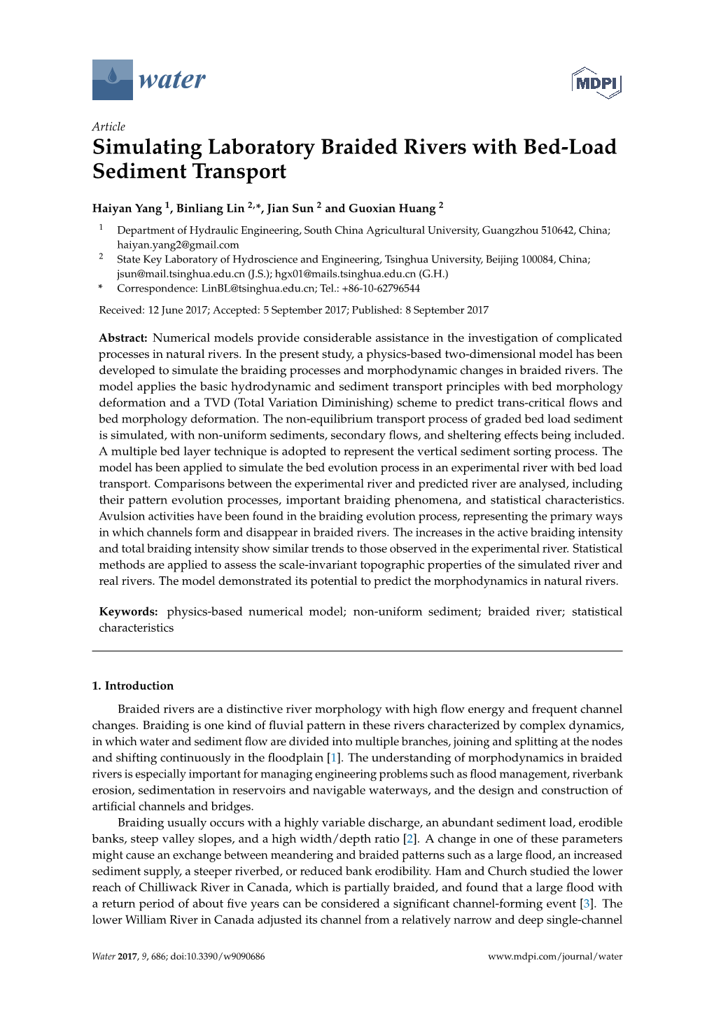 Simulating Laboratory Braided Rivers with Bed-Load Sediment Transport