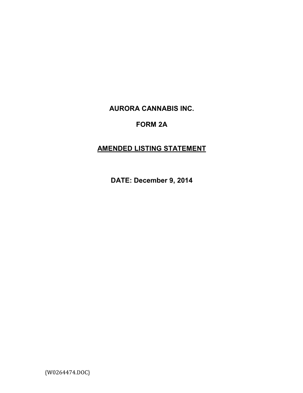 Aurora Cannabis Inc