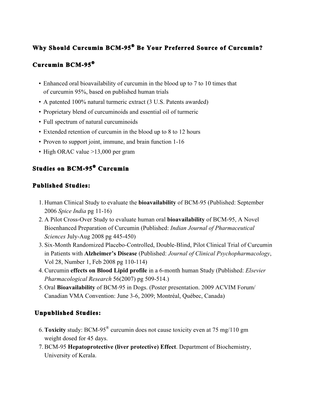 Curcumin BCM-95® • Enhanced Oral Bioavailability Of