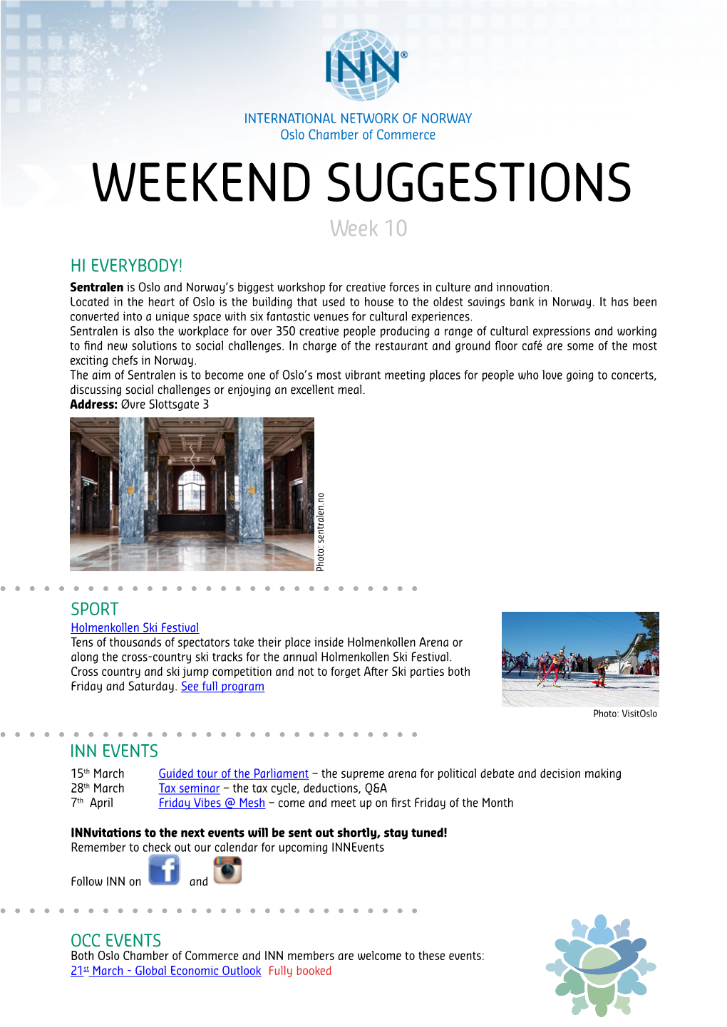 WEEKEND SUGGESTIONS Week 10