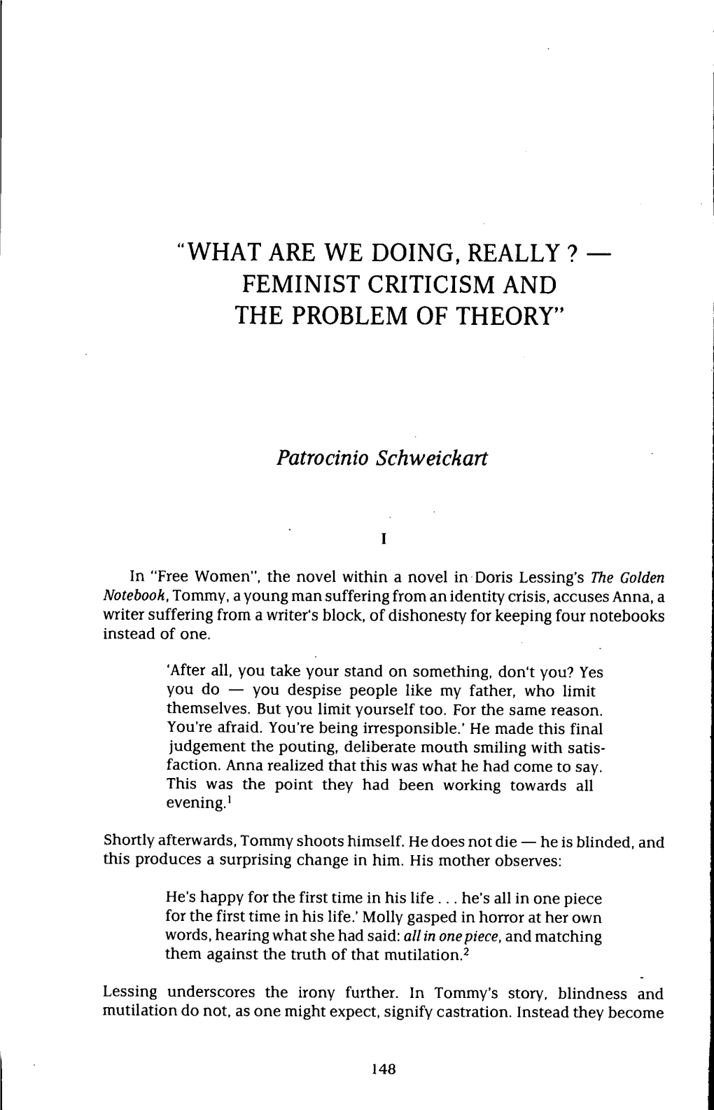 "What Are We Doing, Really? - Feminist Criticism and the Problem of Theory"